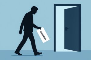 Person leaving with resignation