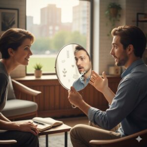 Two people reflecting