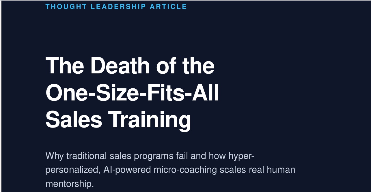 The Death of the One-Size-Fits-All Sales Training